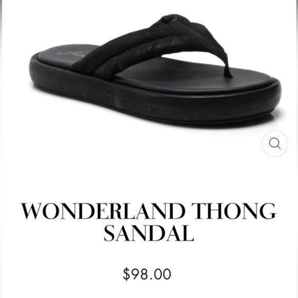Free People Wonderland Flip Flop Thong LEATHER Size 10/40, Black New! - Picture 2 of 5